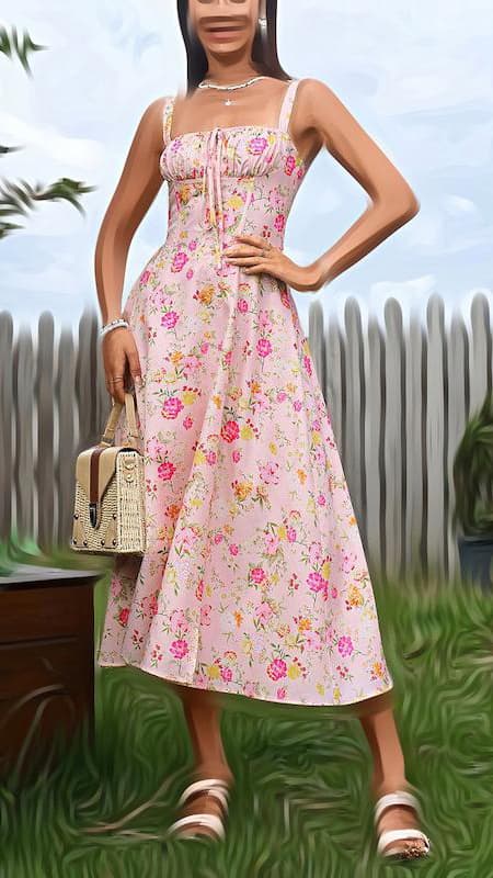 پیراهن زنانه آزاد گل‌دار در برند Bloomy