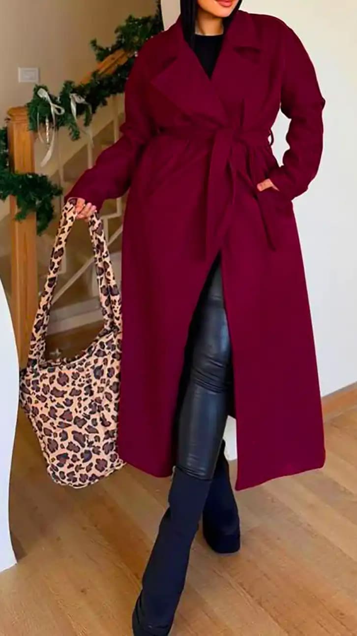 پالتو زنانه شیک کمربنددار در برند WinterGlow